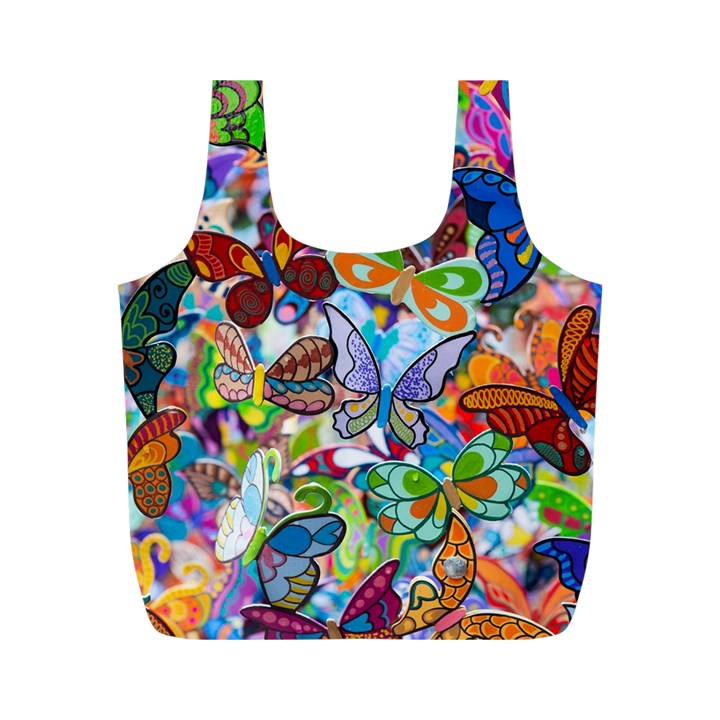 Color Butterfly Texture Full Print Recycle Bags (M) 