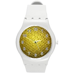 Patterns Gold Textures Round Plastic Sport Watch (m) by Simbadda