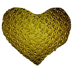 Patterns Gold Textures Large 19  Premium Flano Heart Shape Cushions by Simbadda