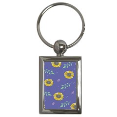 Floral Flower Rose Sunflower Star Leaf Pink Green Blue Yelllow Key Chains (rectangle)  by Alisyart