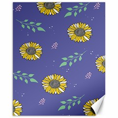 Floral Flower Rose Sunflower Star Leaf Pink Green Blue Yelllow Canvas 11  X 14  