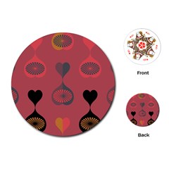 Heart Love Fan Circle Pink Blue Black Orange Playing Cards (round) 