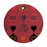 Heart Love Fan Circle Pink Blue Black Orange Round Ornament (Two Sides) Back