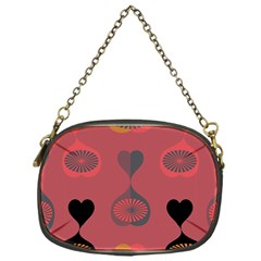 Heart Love Fan Circle Pink Blue Black Orange Chain Purses (one Side) 