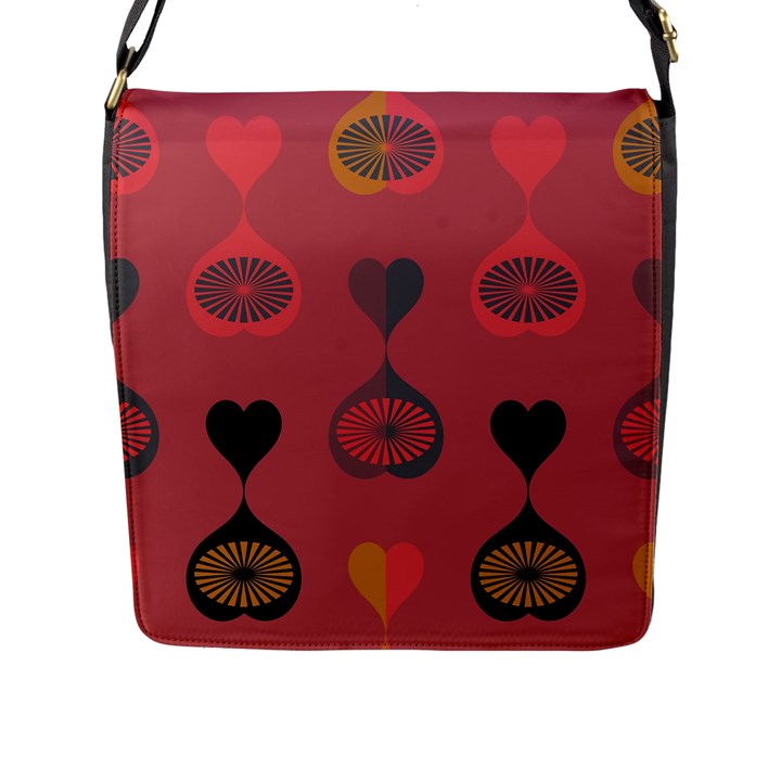 Heart Love Fan Circle Pink Blue Black Orange Flap Messenger Bag (L) 