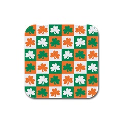 Ireland Leaf Vegetables Green Orange White Rubber Square Coaster (4 Pack)  by Alisyart