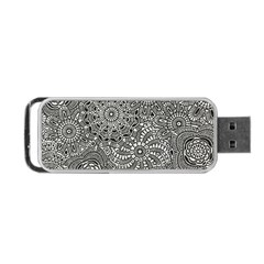 Flower Floral Rose Sunflower Black White Portable Usb Flash (two Sides) by Alisyart