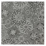 Flower Floral Rose Sunflower Black White Large Satin Scarf (Square) Front