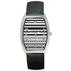 Love Heart Triangle Circle Black White Barrel Style Metal Watch by Alisyart