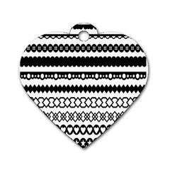 Love Heart Triangle Circle Black White Dog Tag Heart (two Sides) by Alisyart