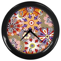 Flower Floral Sunflower Rainbow Frame Wall Clocks (black) by Alisyart