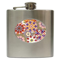 Flower Floral Sunflower Rainbow Frame Hip Flask (6 Oz) by Alisyart