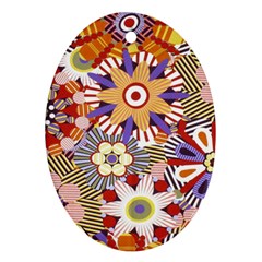 Flower Floral Sunflower Rainbow Frame Oval Ornament (two Sides) by Alisyart