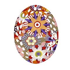 Flower Floral Sunflower Rainbow Frame Oval Filigree Ornament (two Sides) by Alisyart