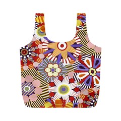 Flower Floral Sunflower Rainbow Frame Full Print Recycle Bags (m)  by Alisyart