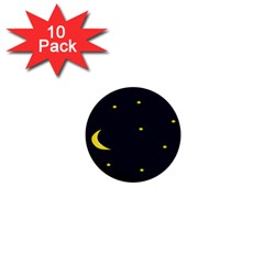 Moon Dark Night Blue Sky Full Stars Light Yellow 1  Mini Buttons (10 Pack)  by Alisyart