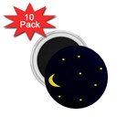 Moon Dark Night Blue Sky Full Stars Light Yellow 1.75  Magnets (10 pack)  Front