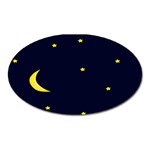 Moon Dark Night Blue Sky Full Stars Light Yellow Oval Magnet Front