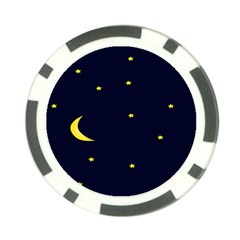 Moon Dark Night Blue Sky Full Stars Light Yellow Poker Chip Card Guard