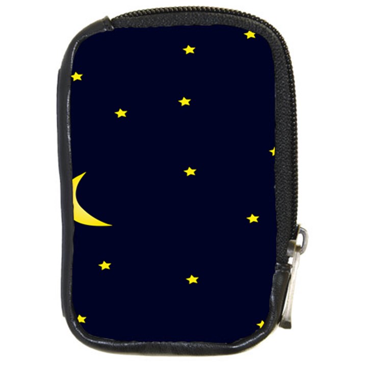 Moon Dark Night Blue Sky Full Stars Light Yellow Compact Camera Cases