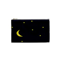 Moon Dark Night Blue Sky Full Stars Light Yellow Cosmetic Bag (small) 