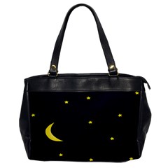 Moon Dark Night Blue Sky Full Stars Light Yellow Office Handbags