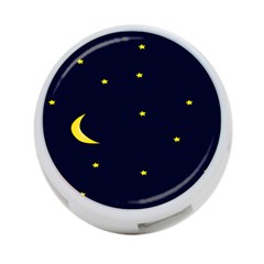 Moon Dark Night Blue Sky Full Stars Light Yellow 4-port Usb Hub (two Sides) 