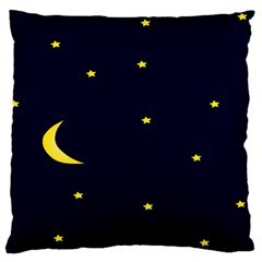 Moon Dark Night Blue Sky Full Stars Light Yellow Large Cushion Case (one Side)