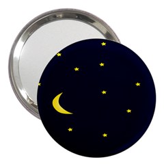 Moon Dark Night Blue Sky Full Stars Light Yellow 3  Handbag Mirrors by Alisyart