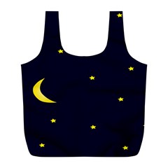 Moon Dark Night Blue Sky Full Stars Light Yellow Full Print Recycle Bags (l) 