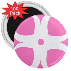 Love Heart Valentine Pink White Sweet 3  Magnets (100 pack)