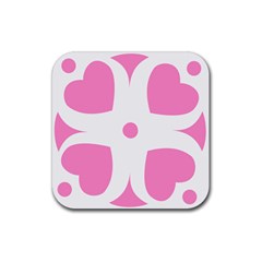 Love Heart Valentine Pink White Sweet Rubber Coaster (Square) 