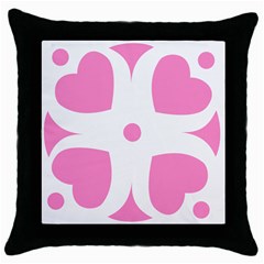 Love Heart Valentine Pink White Sweet Throw Pillow Case (Black)