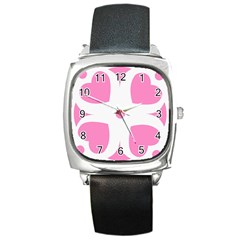 Love Heart Valentine Pink White Sweet Square Metal Watch