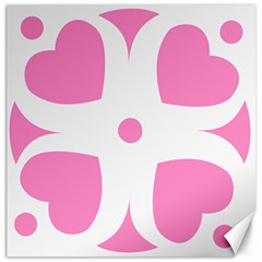 Love Heart Valentine Pink White Sweet Canvas 20  X 20   by Alisyart