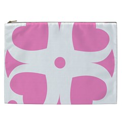 Love Heart Valentine Pink White Sweet Cosmetic Bag (XXL) 