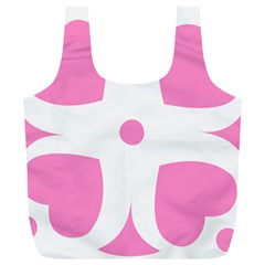 Love Heart Valentine Pink White Sweet Full Print Recycle Bags (L) 