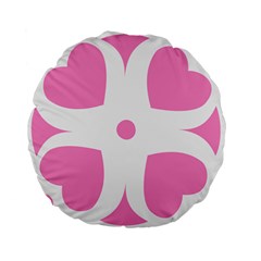 Love Heart Valentine Pink White Sweet Standard 15  Premium Flano Round Cushions