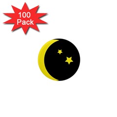 Moon Star Light Black Night Yellow 1  Mini Magnets (100 Pack)  by Alisyart