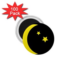 Moon Star Light Black Night Yellow 1 75  Magnets (100 Pack) 