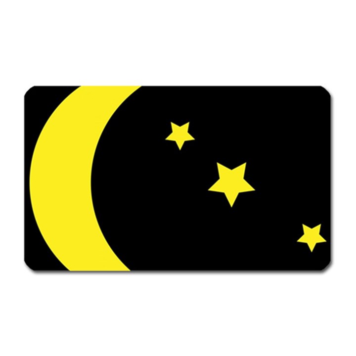 Moon Star Light Black Night Yellow Magnet (Rectangular)