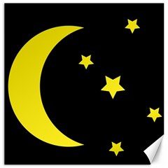 Moon Star Light Black Night Yellow Canvas 12  X 12   by Alisyart