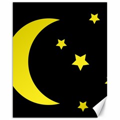 Moon Star Light Black Night Yellow Canvas 16  X 20  