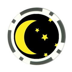 Moon Star Light Black Night Yellow Poker Chip Card Guard