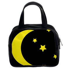 Moon Star Light Black Night Yellow Classic Handbags (2 Sides)