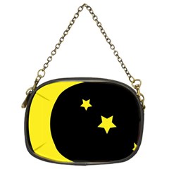 Moon Star Light Black Night Yellow Chain Purses (two Sides) 