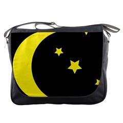 Moon Star Light Black Night Yellow Messenger Bags