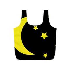 Moon Star Light Black Night Yellow Full Print Recycle Bags (s)  by Alisyart