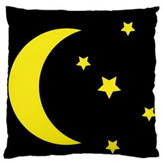 Moon Star Light Black Night Yellow Large Flano Cushion Case (one Side) by Alisyart