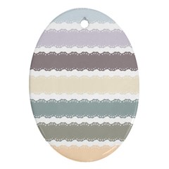 Muted Lace Ribbon Original Grey Purple Pink Wave Oval Ornament (Two Sides)